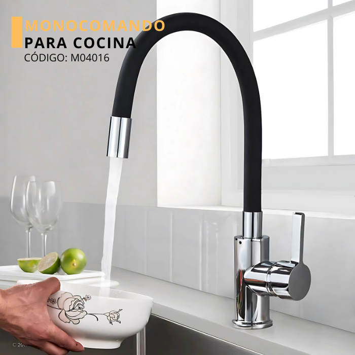 MEZCLADORA MONOCOMANDO PARA COCINA PICO FLEXIBLE NEGRO M04016 - 2