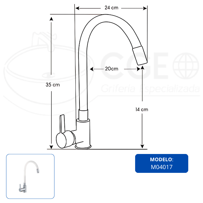 MEZCLADORA PARA COCINA MUEBLE BLANCO M04017 - 5