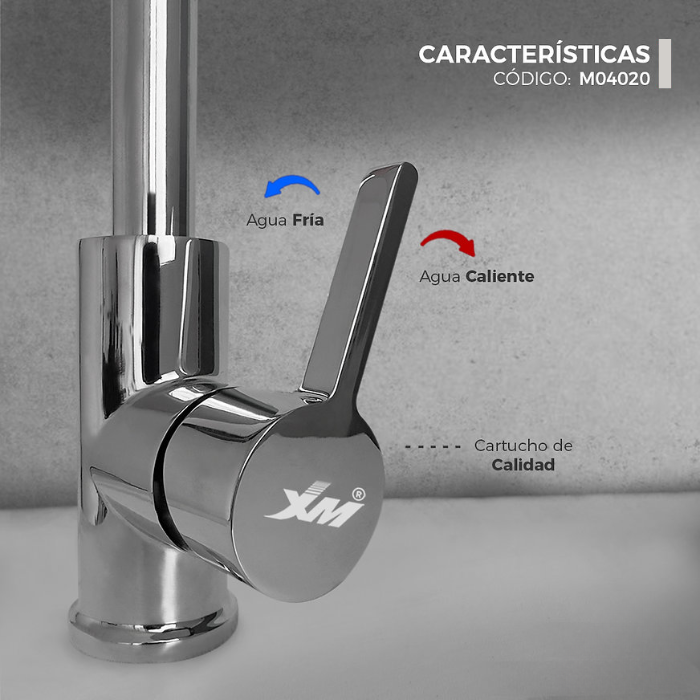 MEZCLADORA MONOCOMANDO DE COCINA FLEXIBLE ROJO M04020 - 3