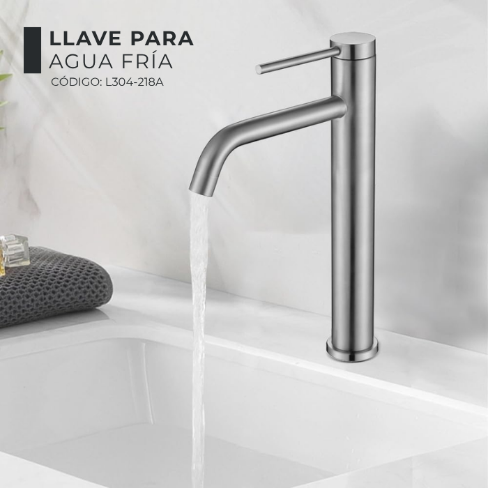 LLAVE PARA LAVATORIO ALTO SATINADO L304-218A - 2