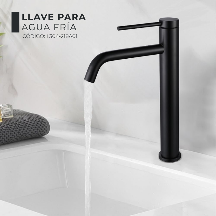 LLAVE PARA LAVATORIO ALTO NEGRO L304-218A01 - 2