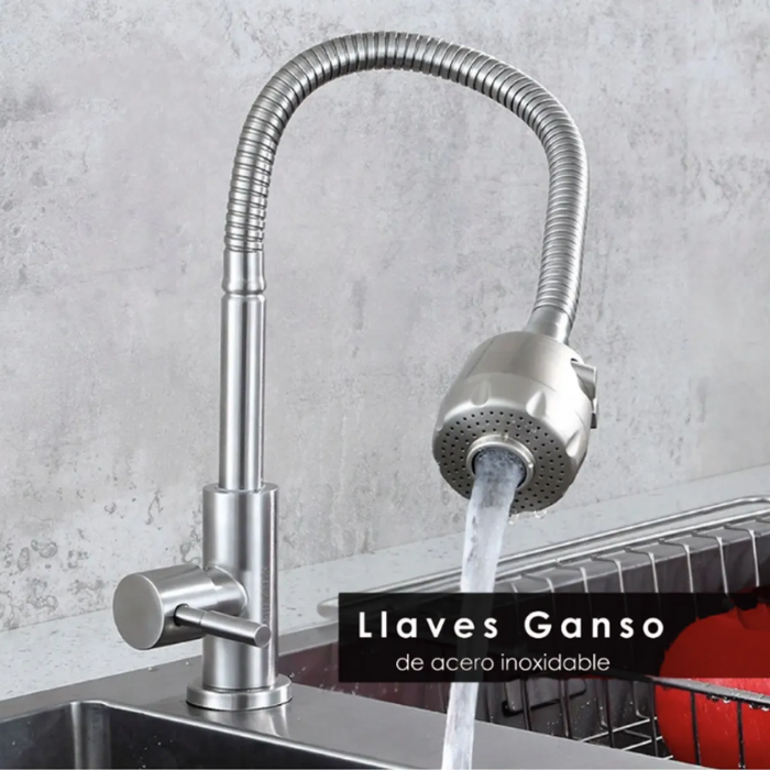GRIFERIA PICO FLEXIBLE AL MUEBLE ACERO PESADO - 2