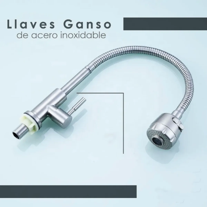GRIFERIA PICO FLEXIBLE AL MUEBLE ACERO PESADO - 3