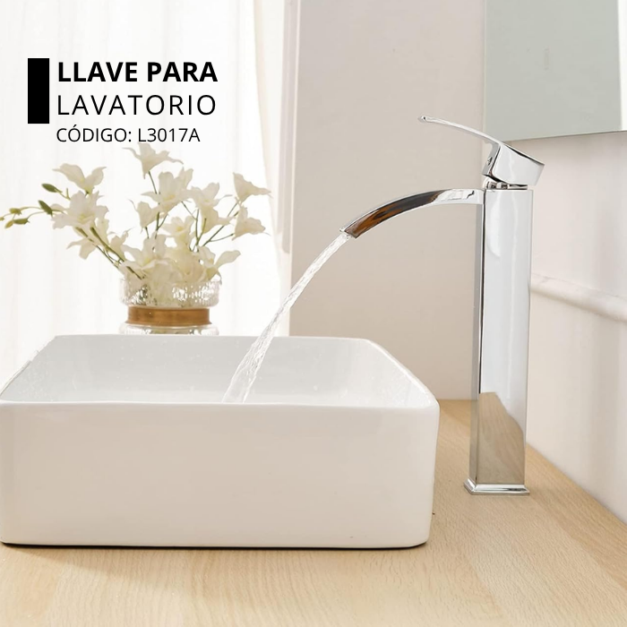 LLAVE PARA LAVATORIO ALTO CASCADA CROMADO L3017A - 2