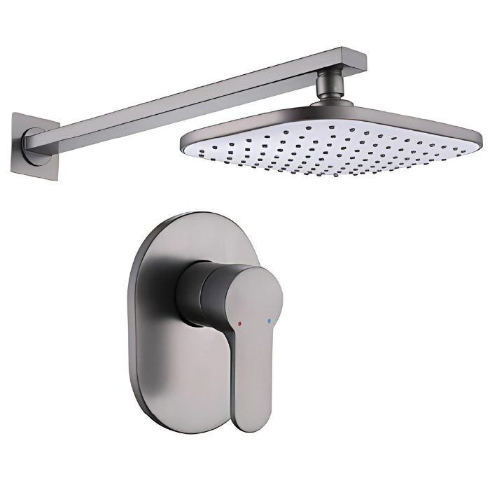 MEZCLADORA DE DUCHA MINIMALISTA CUADRADO BRONCE GRIS - 1