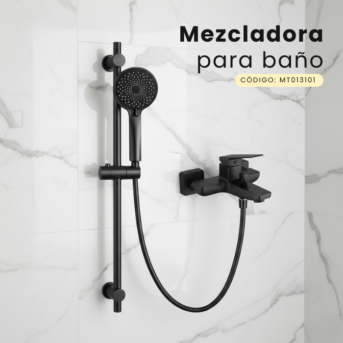 MEZCLADORA MONOCOMANDO PARA DUCHA TELEFONO CON BARRA GUN NEGRO MT013101 - 3