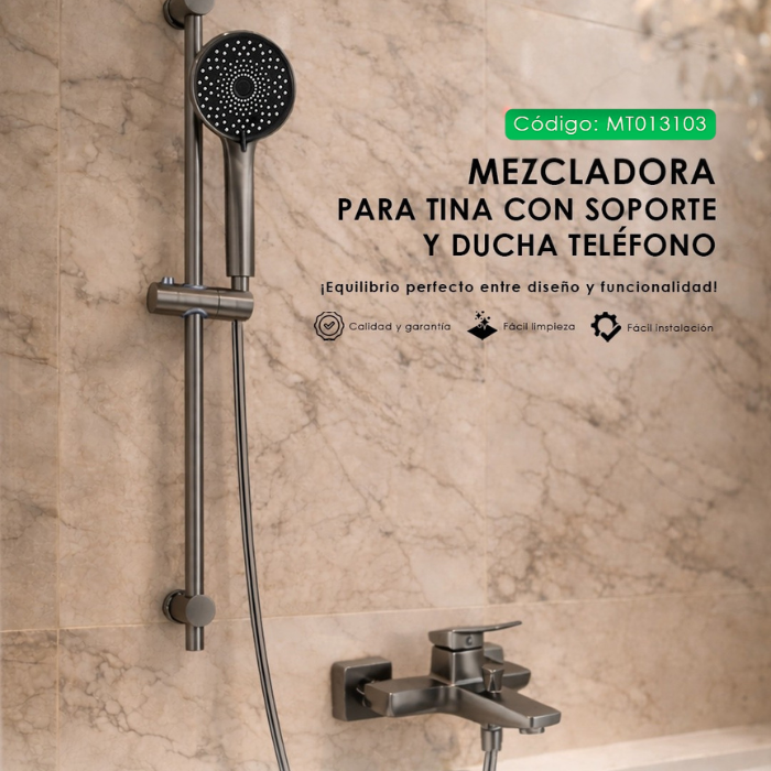 MEZCLADORA MONOCOMANDO PARA DUCHA TELEFONO CON BARRA GUN GREY MT013103 - 2