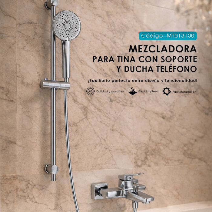 MEZCLADORA MONOCOMANDO PARA DUCHA TELEFONO CON BARRA CROMADO MT013100 - 2