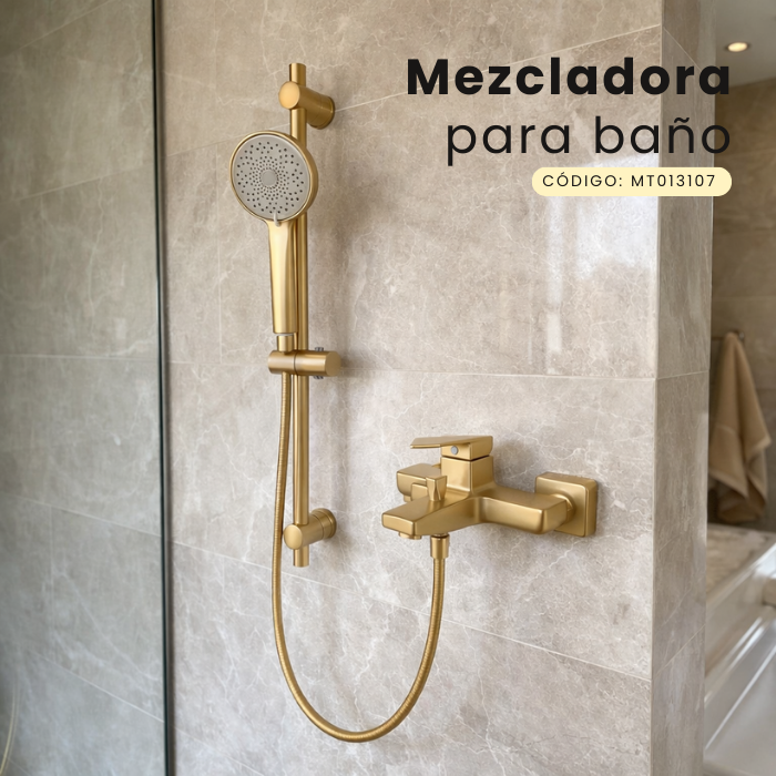 MEZCLADORA MONOCOMANDO PARA DUCHA TELEFONO CON BARRA DORADO MT013107 - 3