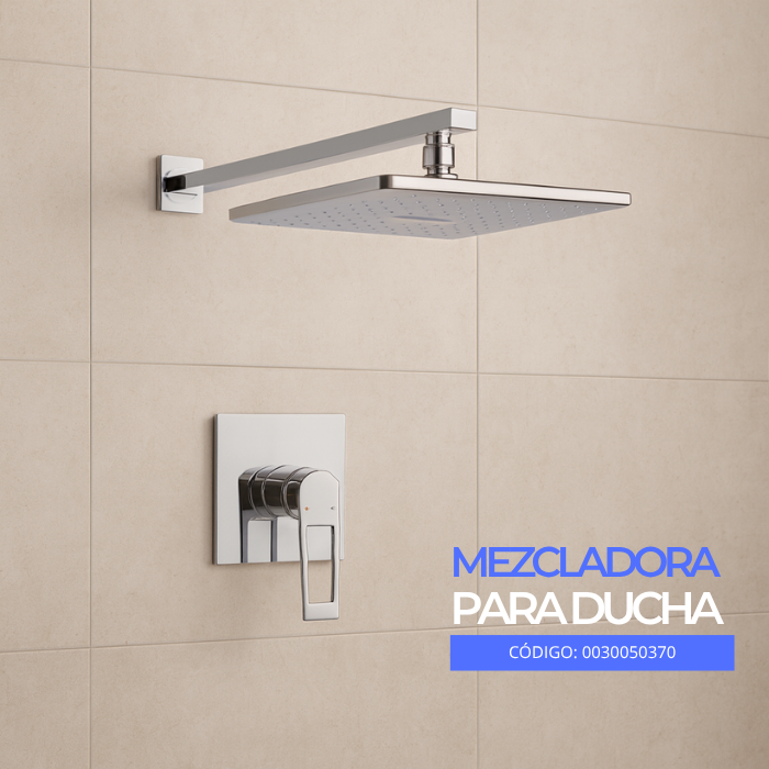 MEZCLADORA DE DUCHA MINIMALISTA CUADRADO BRONCE CROMADO - 2