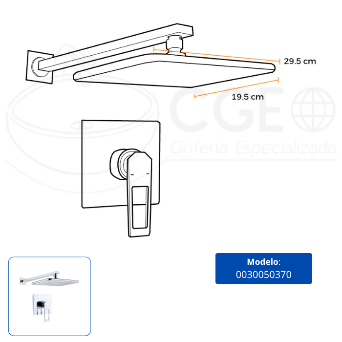 MEZCLADORA DE DUCHA MINIMALISTA CUADRADO BRONCE CROMADO - 3