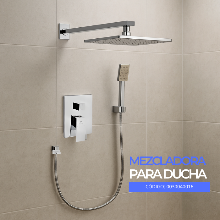 MEZCLADORA DE DUCHA Y TELEFONO CUADRADO BRONCE CROMADO 6004 SANDS1 - 2