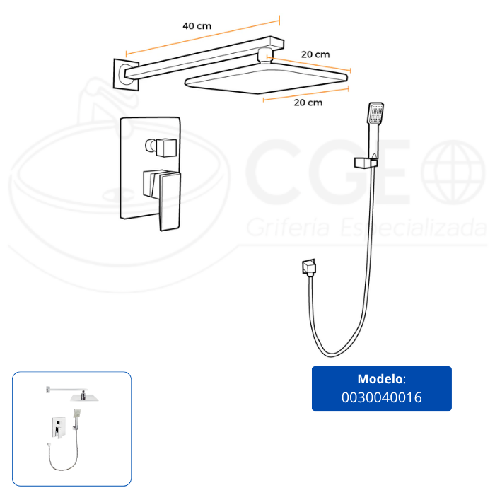MEZCLADORA DE DUCHA Y TELEFONO CUADRADO BRONCE CROMADO 6004 SANDS1 - 3