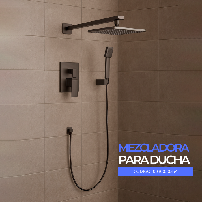MEZCLADORA DE DUCHA Y TELEFONO CUADRADO BRONCE GRIS 6004 SANDS 1 - 2