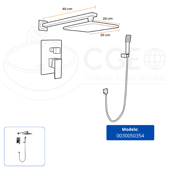 MEZCLADORA DE DUCHA Y TELEFONO CUADRADO BRONCE GRIS 6004 SANDS 1 - 3