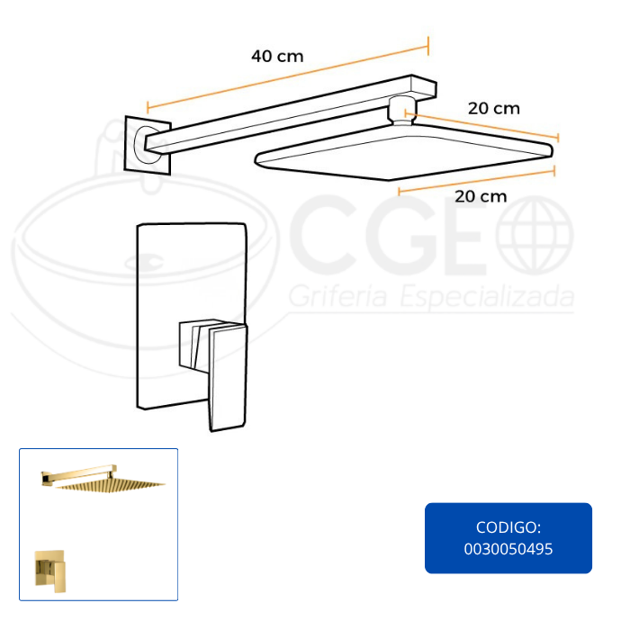 MEZCLADORA MONOC. DE DUCHA BRONCE DORADO FS002 SANDS - 3