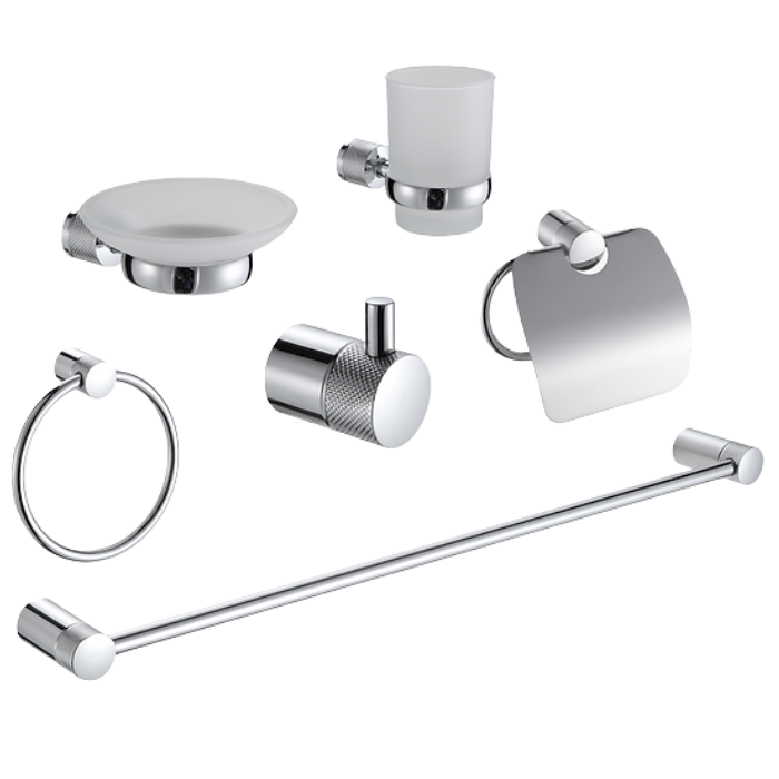 SETS DE BAÑO 6PIEZAS REDONDO ACERO 304 CROMADO 74400 - 1