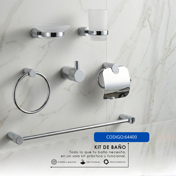 SETS DE BAÑO 6PIEZAS REDONDO ACERO 304 CROMADO 74400 - 2