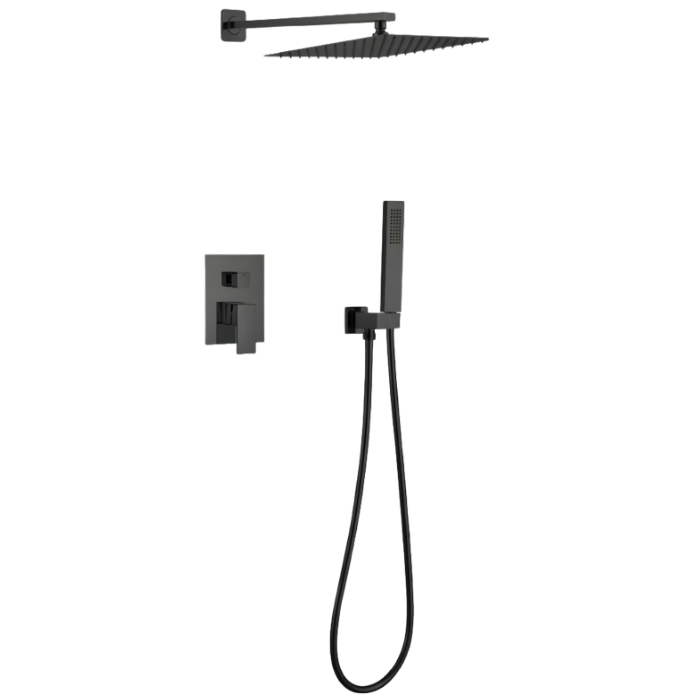 MEZCLADORA DE DUCHA Y TELEFONO CUADRADO NEGRO FB024 SANDS BRONCE - 1