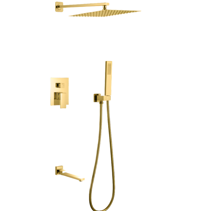 MEZCLADORA PARA BAÑO Y TINA CUADRADO DORADO FB024T SANDS BRONCE - 1