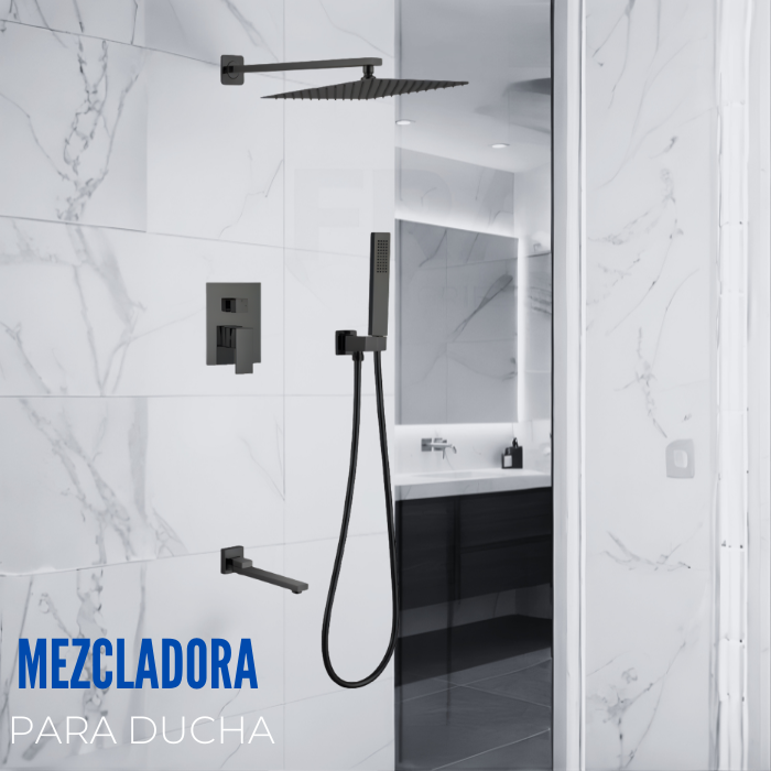 MEZCLADORA PARA BAÑO Y TINA CUADRADO NEGRO FB024T SANDS BRONCE - 2