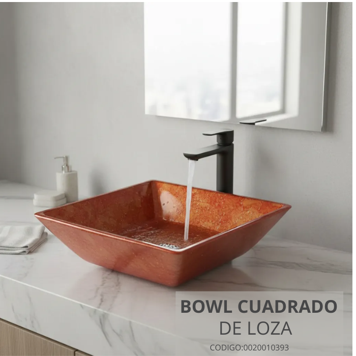 BOWL LOZA CUADRADO NARANJA - 2
