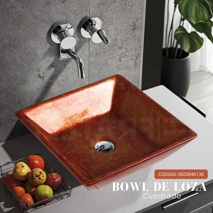 BOWL LOZA CUADRADO NARANJA - 3