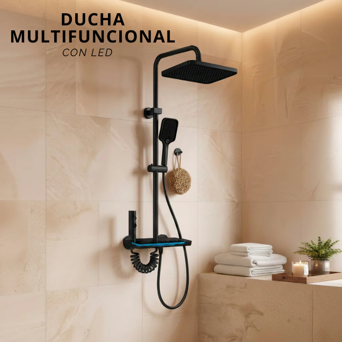 DUCHA MULTI. MODERNA MAD 4 TECLAS C/ROCIADOR Y LED NEGRO - 2