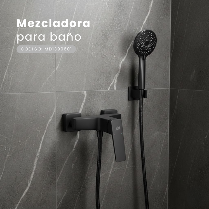 MEZCLADORA MONOCOMANDO PARA DUCHA TELEFONO NEGRO MD1390601 - 2