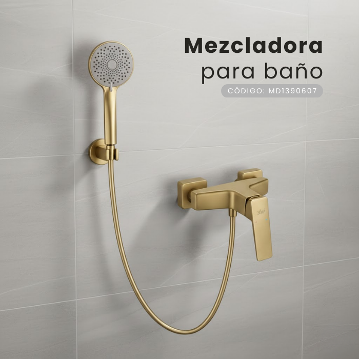 MEZCLADORA MONOCOMANDO PARA DUCHA TELEFONO DORADO MD1390607 - 2