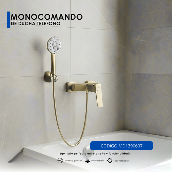 MEZCLADORA MONOCOMANDO PARA DUCHA TELEFONO DORADO MD1390607 - 3