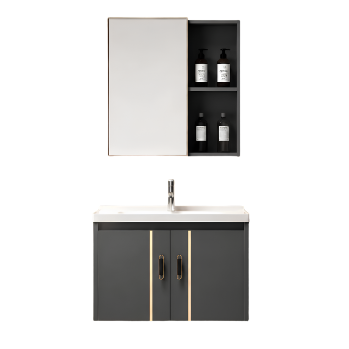 MUEBLE DE BAÑO DE PVC + ESPEJO - PV1008 GRIS - FRATELLI - 1