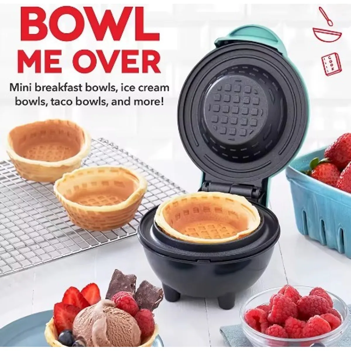 MINI WAFLERA PARA HACER CONO DE HELADO Y POSTRES - 1