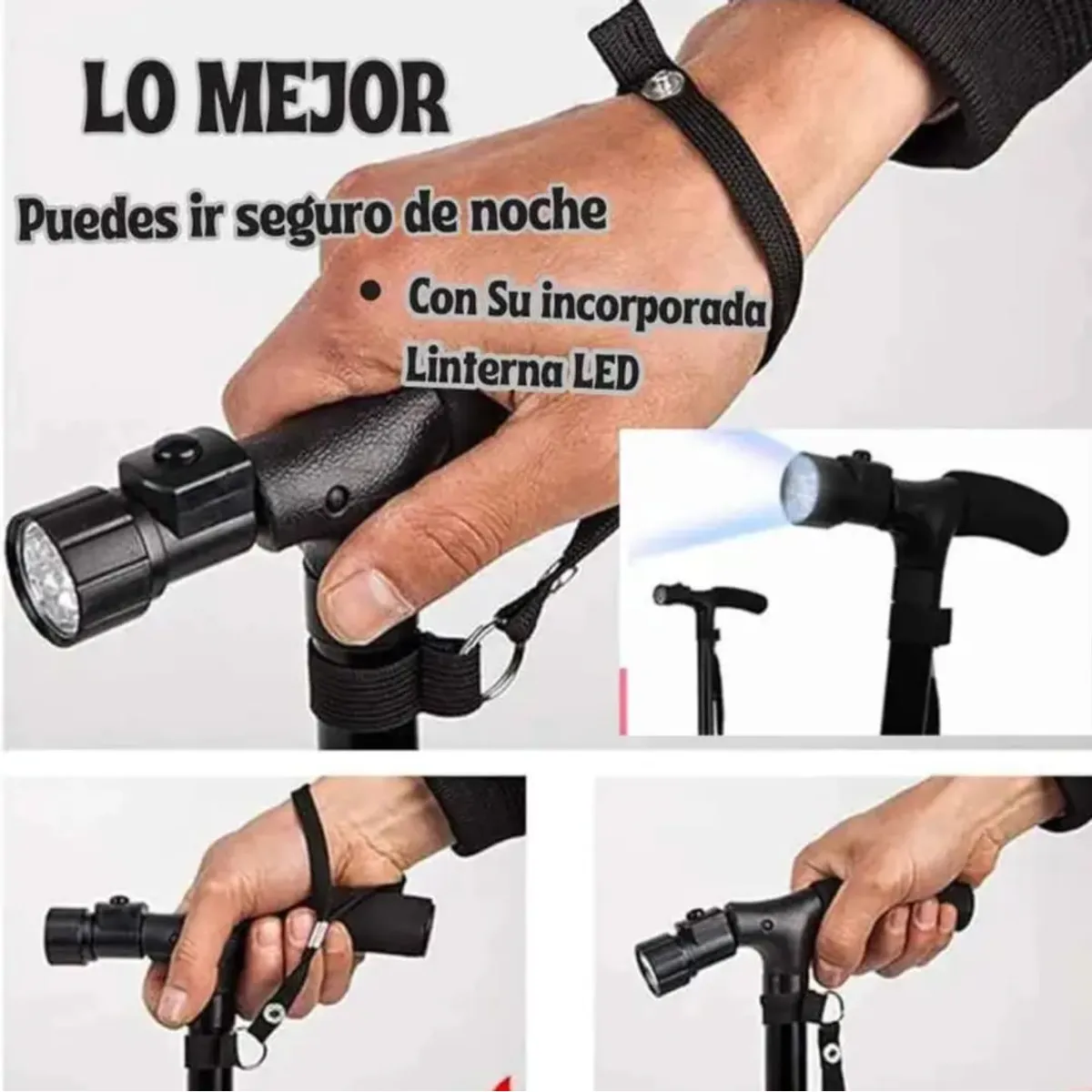 BASTON PLEGABLE AJUSTABLE CON LUZ LED - 1