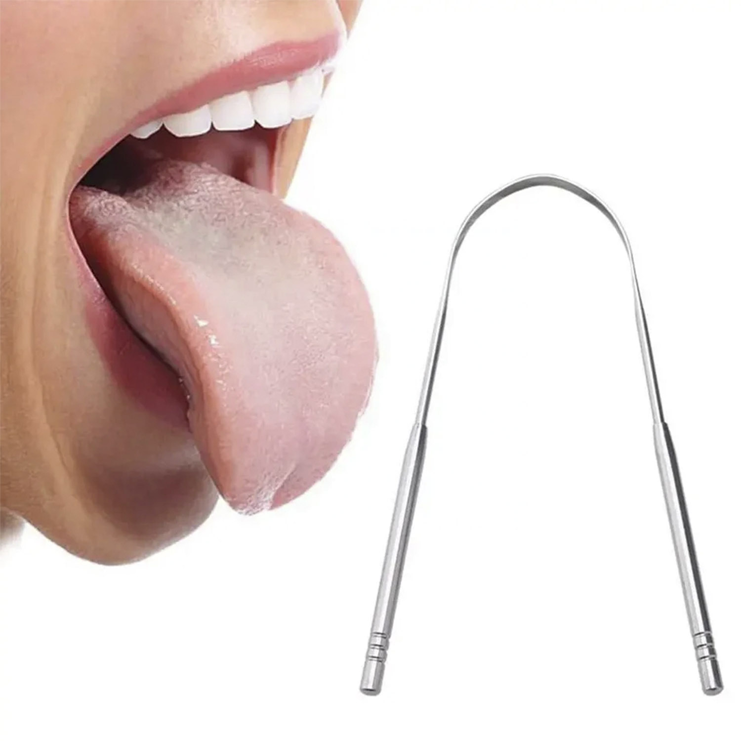 RASPADOR DE LENGUA LIMPIADOR DE ACERO INOXIDABLE CON PLATEADO - 2
