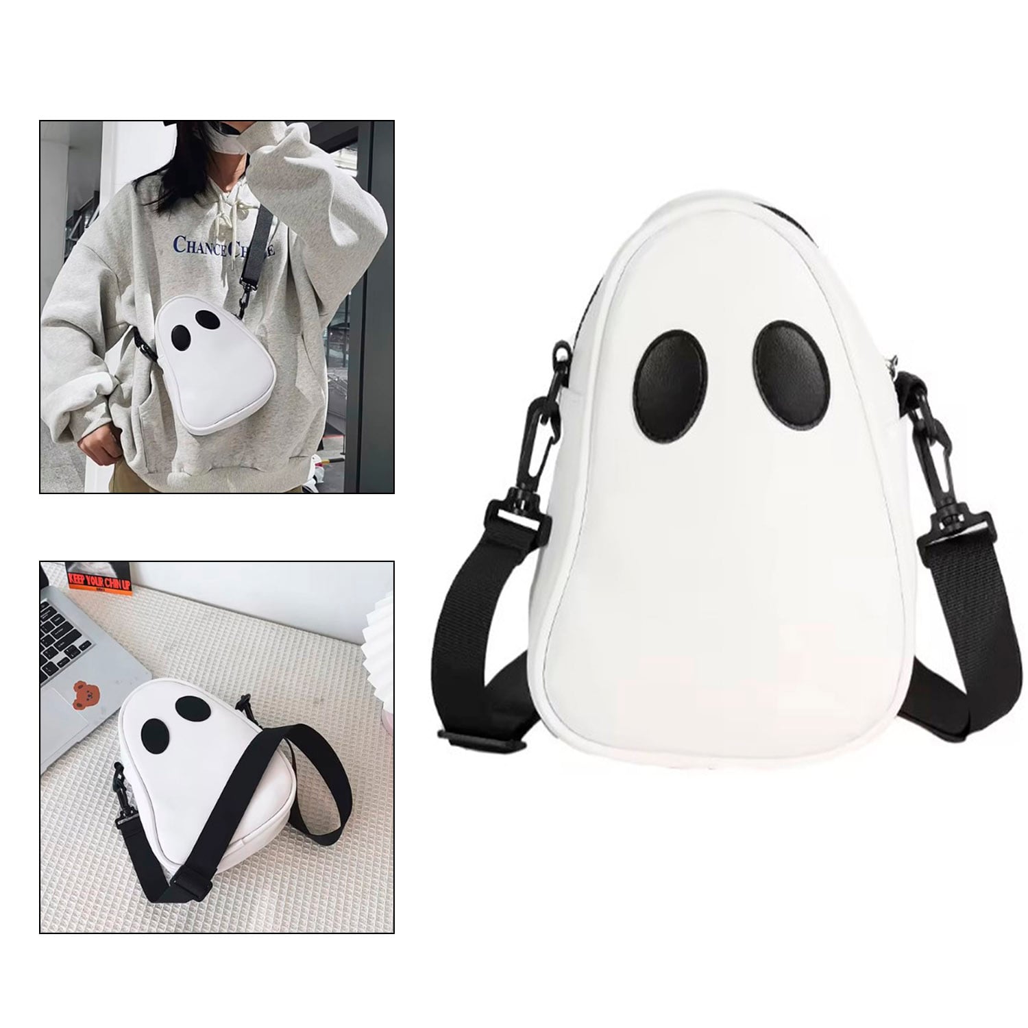 MORRAL BOLSO FANTASMA BLANCO DISEÑO EXCLUSIVO UNISEX - 2