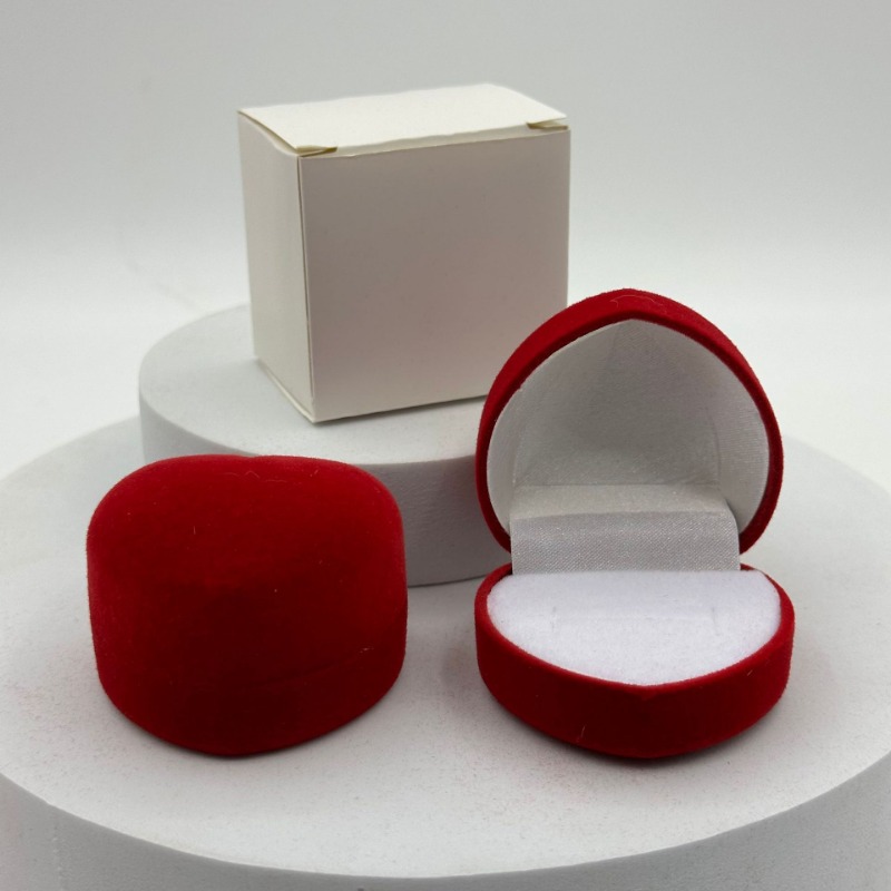 CAJITA PARA ANILLO EN FORMA DE CORAZÓN DE TERCIOPELO 4 UND - 2