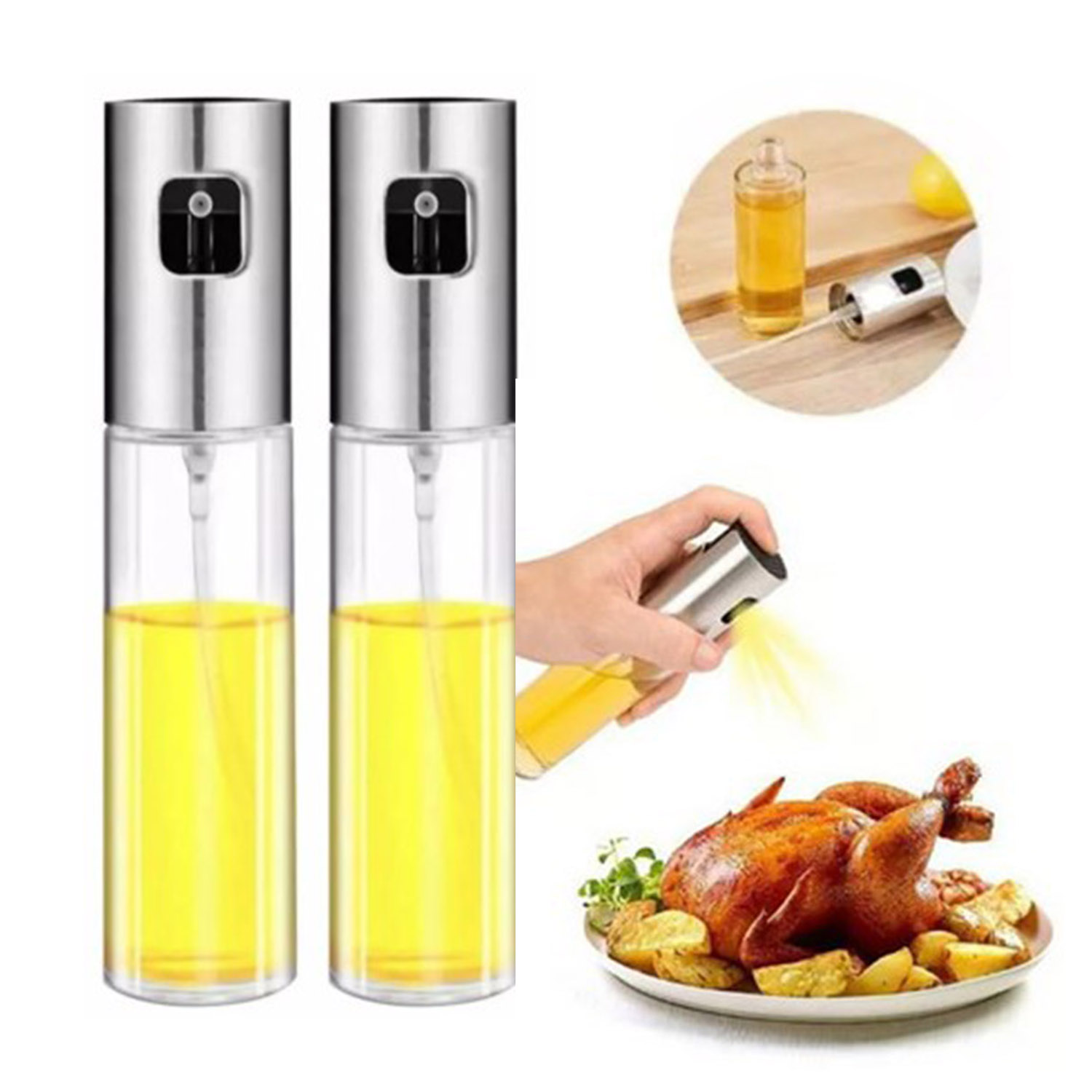 ROCIADOR DE ACEITE EN SPRAY PLATEADO 3 UNIDADES - 3