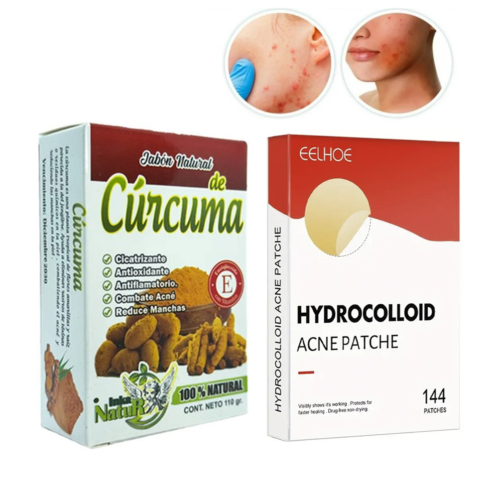 PARCHES PARA ACNÉ DE 144 UND Y JABÓN DE CURCUMA PARA GRANOS - 1