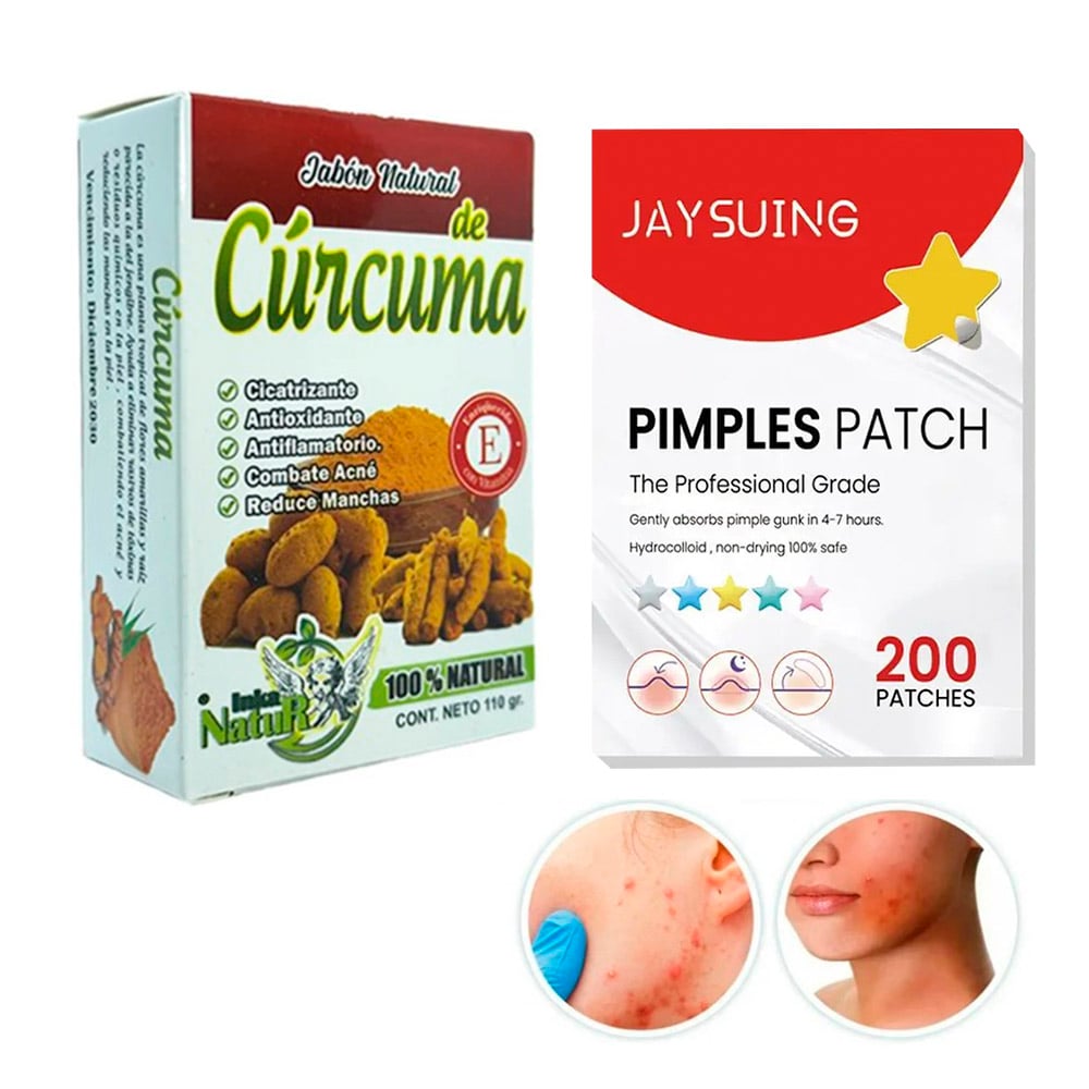 PARCHE ANTI ACNÉ 200 ESTRELLAS Y JABÓN DE CÚRCUMA ANTIGRANOS - 1