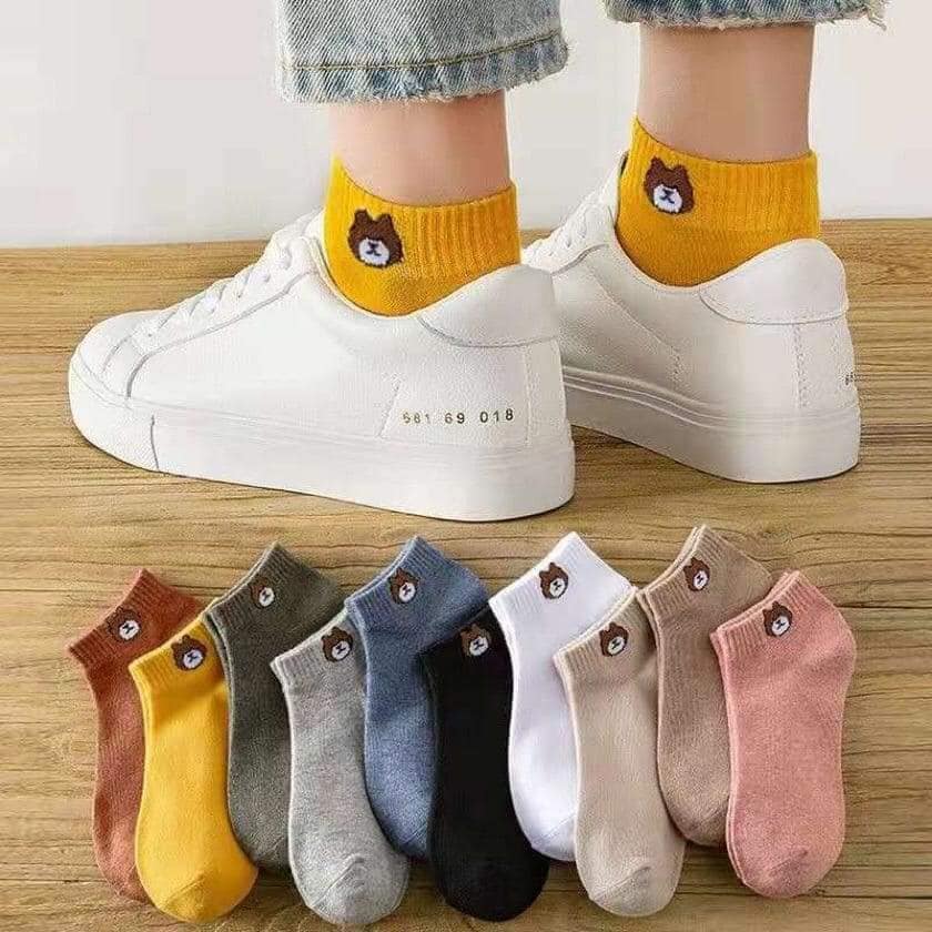 MEDIAS KAWAII NIÑOS OSITO MULTICOLOR -10 PARES TALONERAS UNISEX - 3