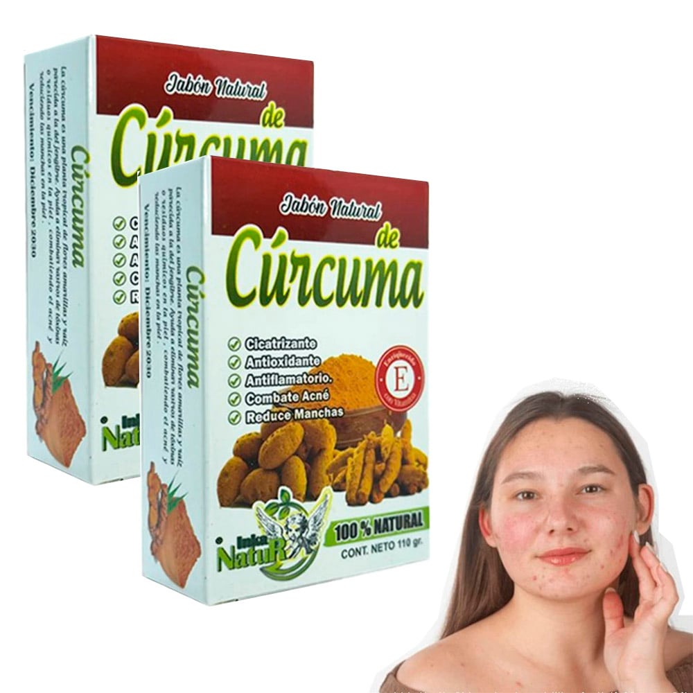 JABÓN NATURAL DE CÚRCUMA ANTI ACNE Y ESPINILLA 2 UNIDADES - 1