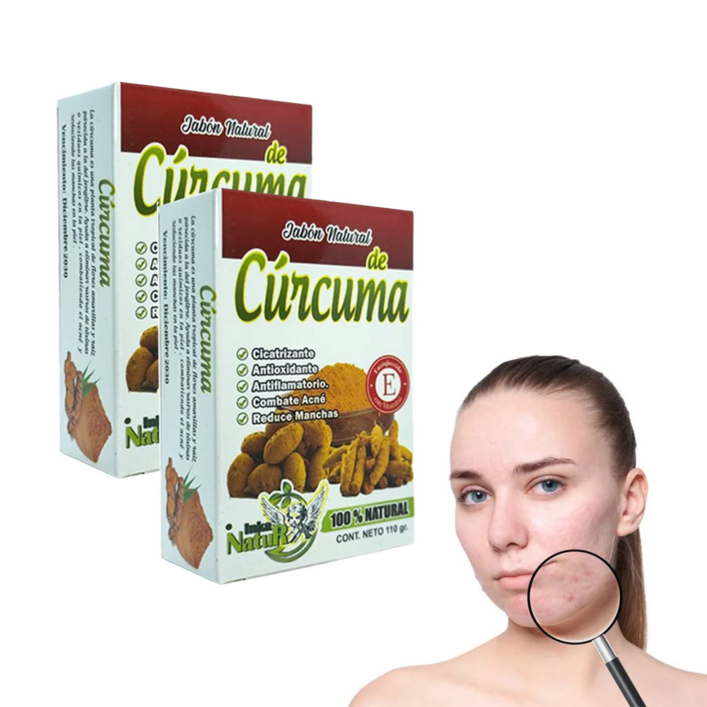 JABÓN NATURAL DE CÚRCUMA ANTI ACNE Y ESPINILLA 2 UND - 1
