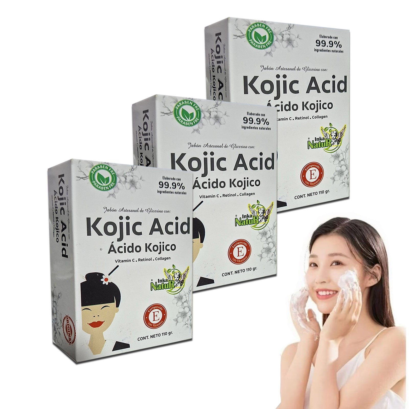 JABÓN CON ÁCIDO KÓJICO-RETINOL Y VITAMINA C ACLARANTE ANTIEDAD - 3
