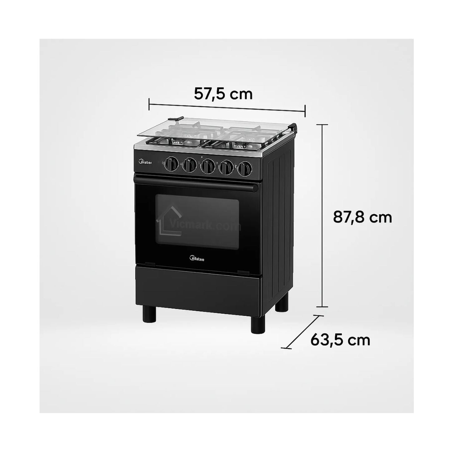COCINA DE PIE MIDEA MGS24FS2LFABBC-PE  A GAS 4 HORNILLAS NEGRO - 3