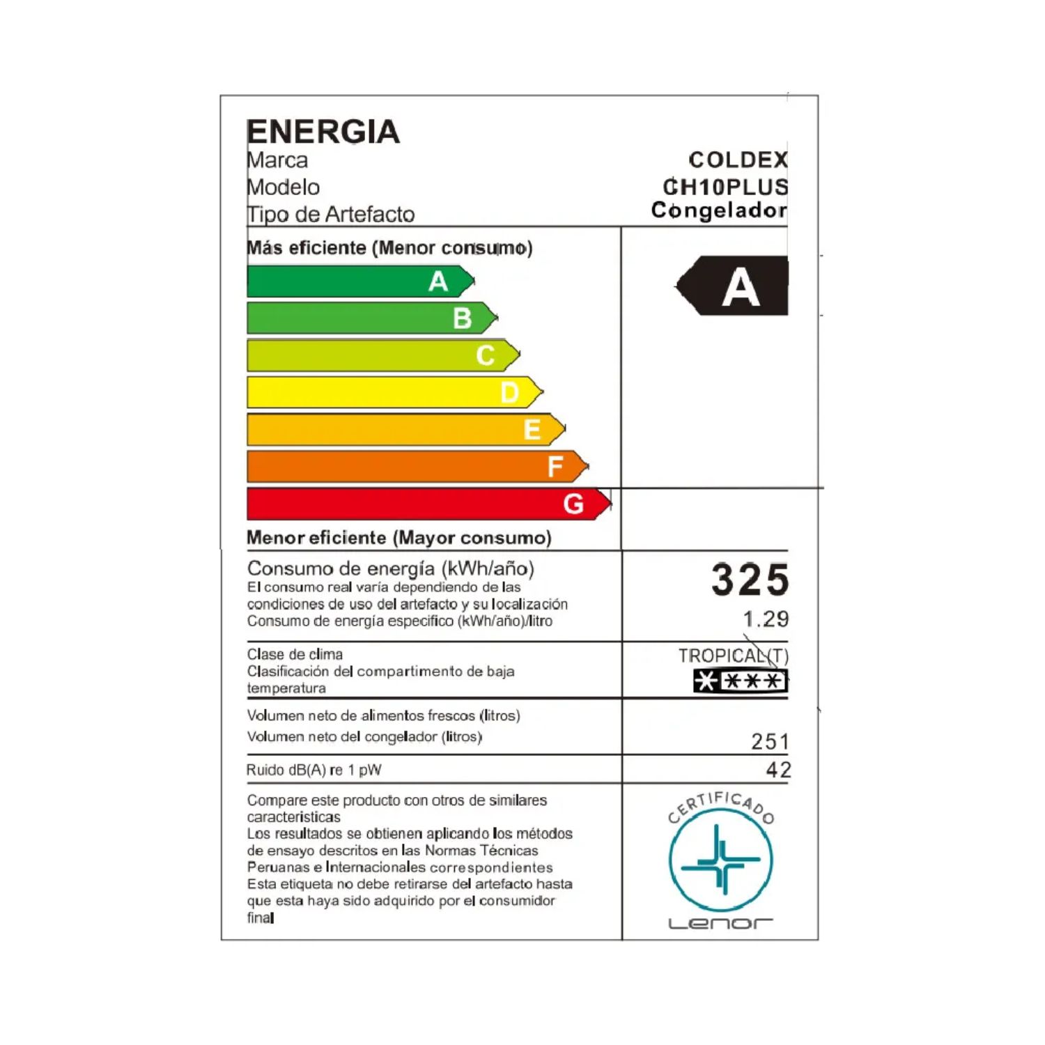 CONGELADORA COLDEX 251LT CH10PLUS BLANCO - 7