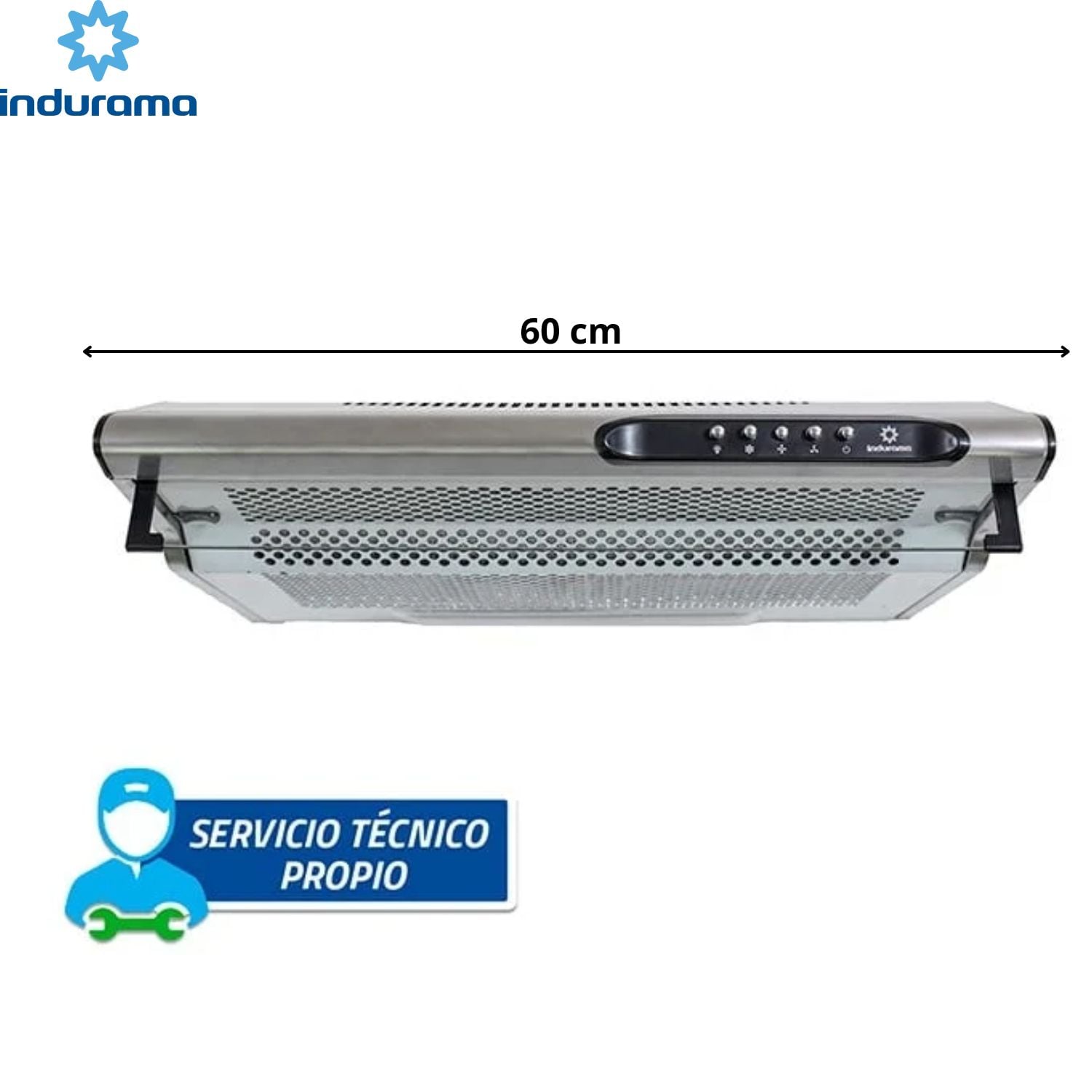 CAMPANA INDURAMA EXTRACTORA CEI-602CRP 3 VELOCIDADES SILVER - 1