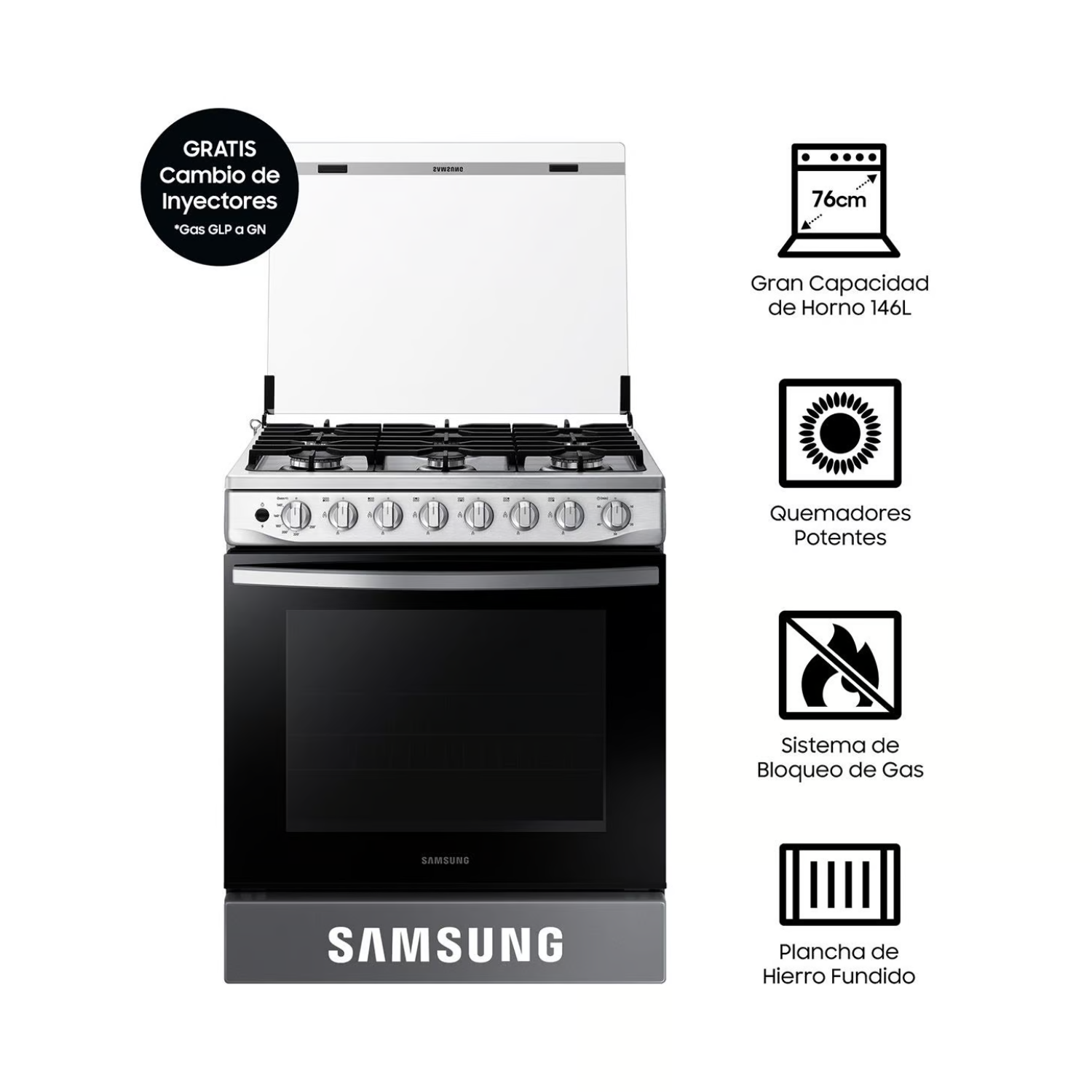 COCINA SAMSUNG  6 HORNILLAS CON PLANCHA NX52T5311PSPE - 1