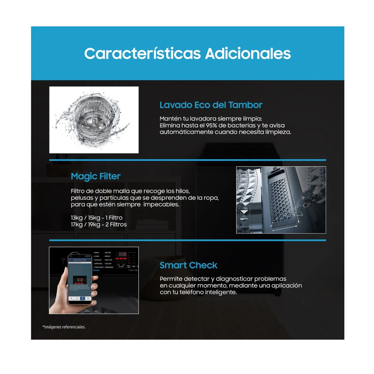 LAVADORA SAMSUNG 17KG  WA40F17E7CPE  ECOBUBBLE GRIS GRAFITO - 10