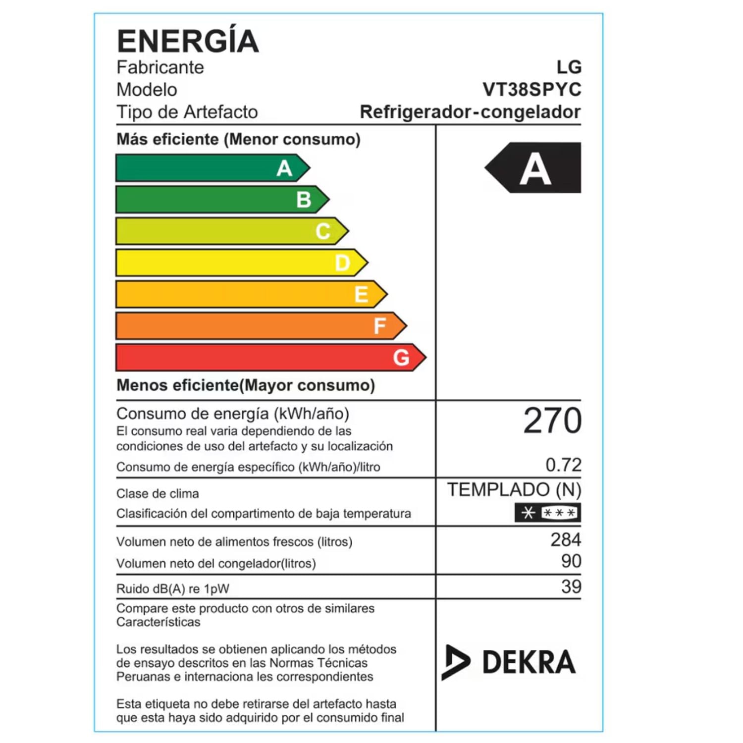 REFRIGERADORA LG VT38SPYC 374L TOP FREEZER + DOORCOOLING  PLATEADA - 10